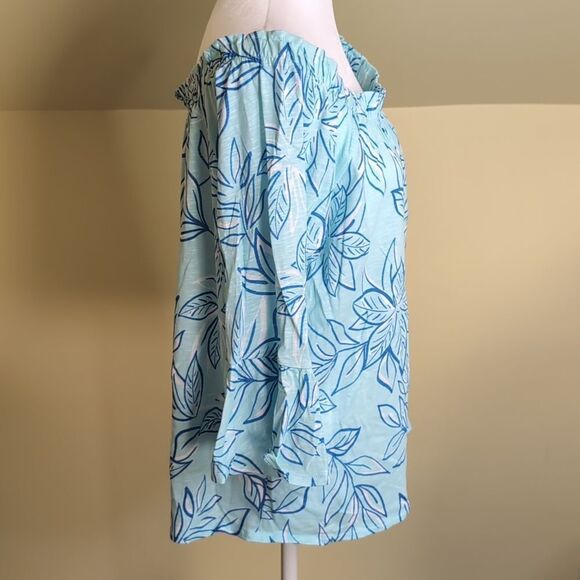 Stella Parker Collection XL Blue Floral Off The Shoulder Blouse, NEW - Picture 5 of 7